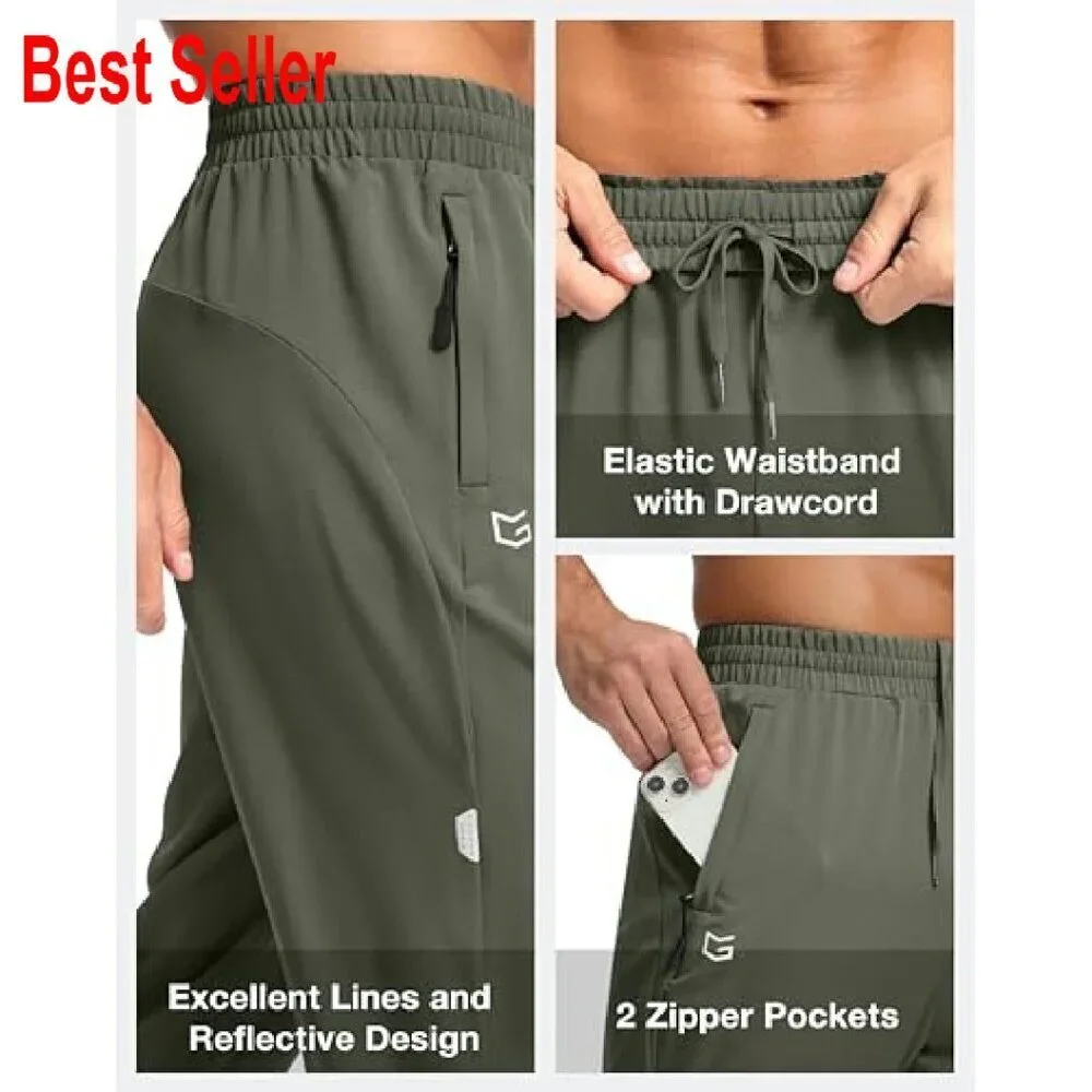Men's Lightweight Joggers Quick Dry Athletic Pants Zipper Pockets Workout